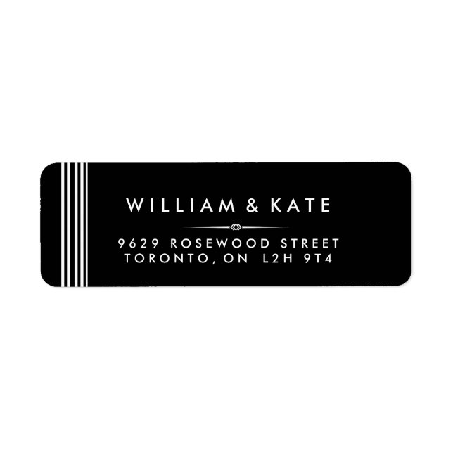 Art deco Black and white Return Address Labels (Front)