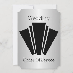 Art Deco Black And White Silver Wedding Program