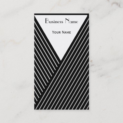 Art Deco Black and White Stripe Business Card