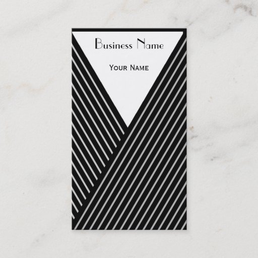 Customizable Art Deco Black and White Stripe Business Card