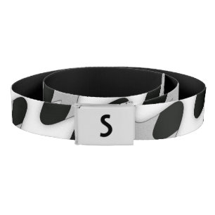 Art Deco Black and White Wave Monogram Belt