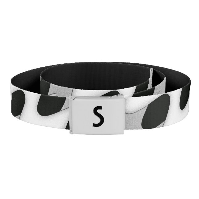 Art Deco Black and White Wave Monogram Belt (Coil)