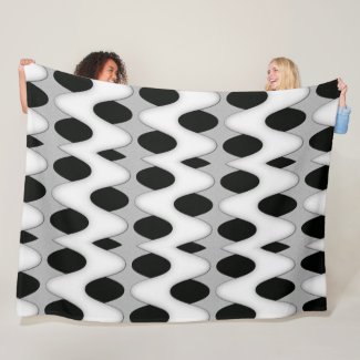 Art Deco Black and White Wave Super Soft Fleece Blanket