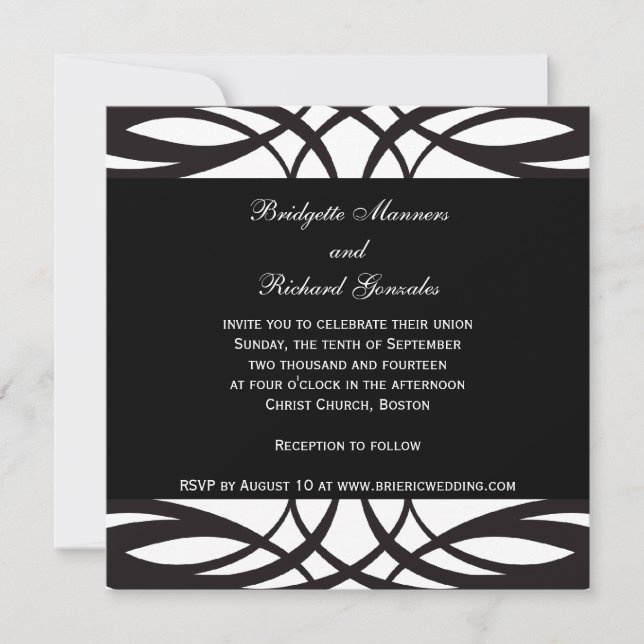 Art Deco Black and White Wedding Invitations (Front)