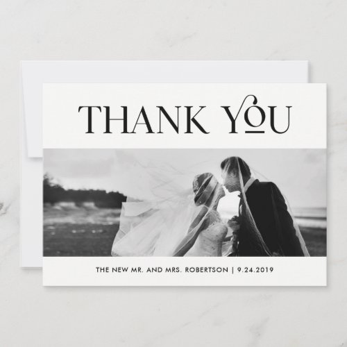 Art Deco Black and White  Wedding Photo Thank You