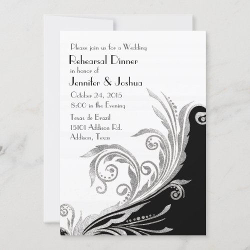 Art Deco Black and White Wedding Rehearsal Dinner Invitation