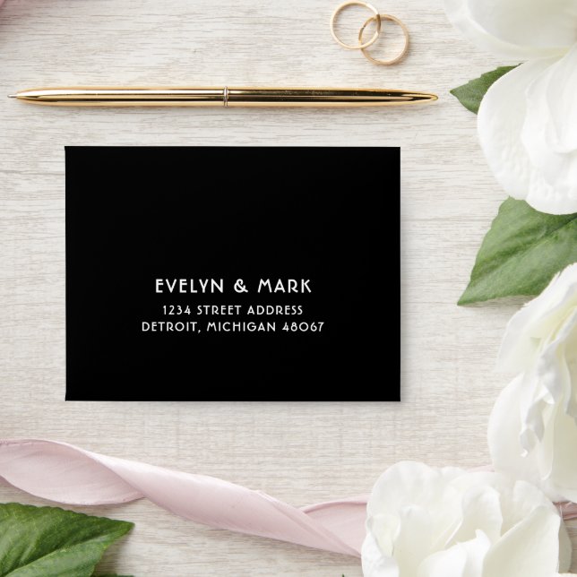 Art Deco Black and White Wedding RSVP Envelope (Wedding)