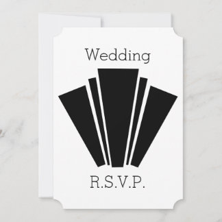 Art Deco Black And White Wedding RSVP Invitation