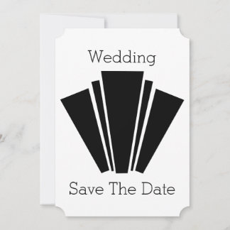 Art Deco Black And White Wedding Save The Date Invitation