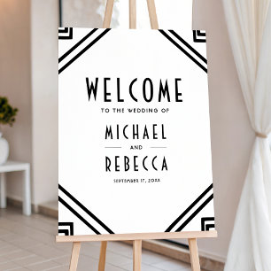 Art Deco Black and White Wedding Welcome Sign