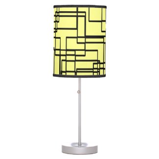 Art deco black and yellow blocks, squares pattern desk lamp