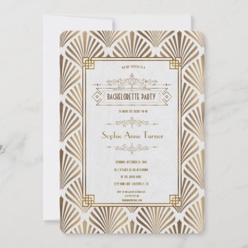 Art Deco Black Gatsby 1920s Bachelorette Party Invitation