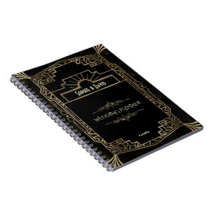 Art Deco Black Gatsby 1920s Style Wedding Planner Notebook