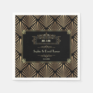 Art Deco Black Gatsby 1920s Wedding Napkins