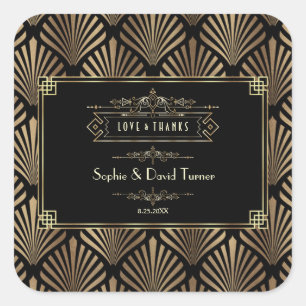 Art Deco Black Gatsby 1920s Wedding Square Sticker