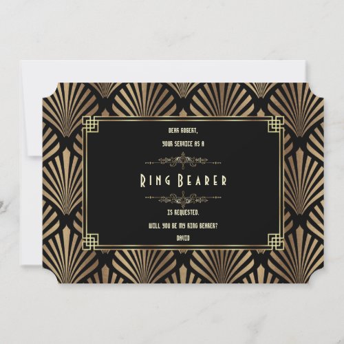 Art Deco Black Gatsby Will You Be My Ring Bearer Invitation