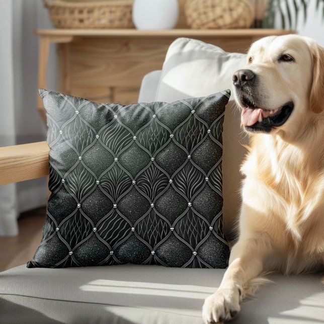Art Deco Black Glam Pattern Throw Pillow (Creator Uploaded)