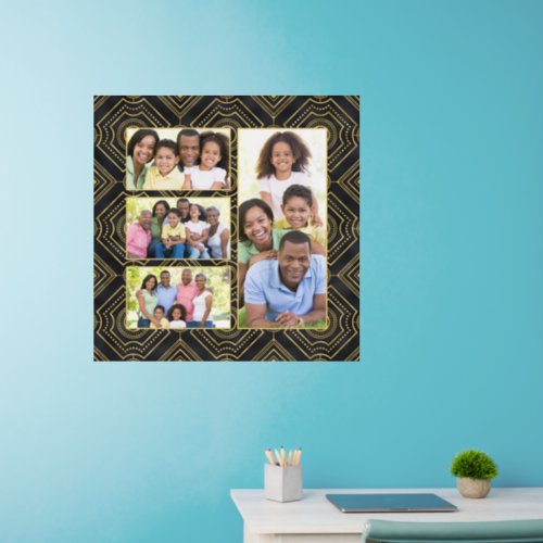 Art Deco Black Gold Add Your Family Photo Collage Wall Decal