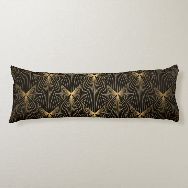Art deco,black gold,chic,elegant,pattern,classy,tr body pillow (Front)