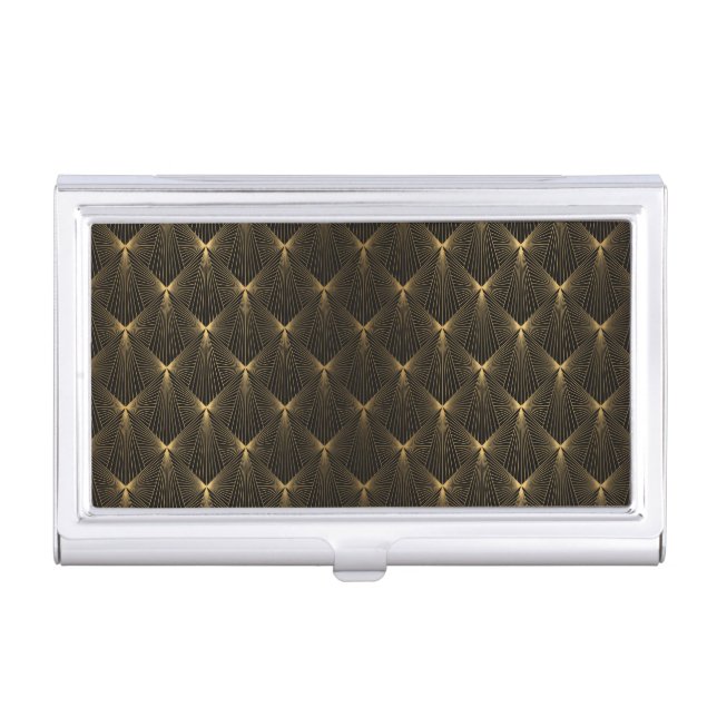 Art deco,black gold,chic,elegant,pattern,classy,tr business card case (Front)