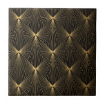 Art deco,black gold,chic,elegant,pattern,classy,tr ceramic tile