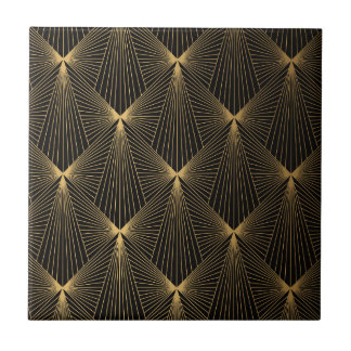 Art deco,black gold,chic,elegant,pattern,classy,tr ceramic tile