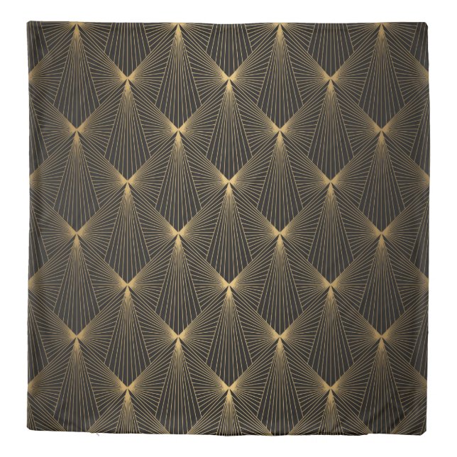 Art deco,black gold,chic,elegant,pattern,classy,tr duvet cover (Back)