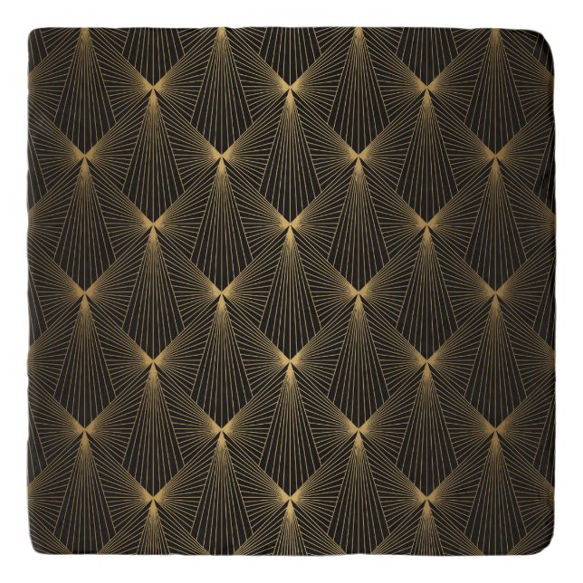 Art deco,black gold,chic,elegant,pattern,classy,tr trivet (Front)