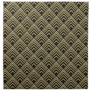 Art Deco Black Gold Cloth Napkin