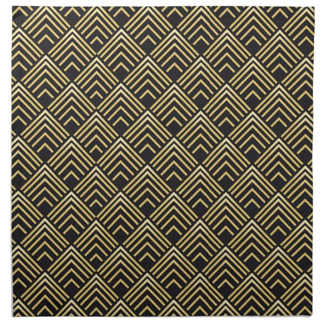 Art Deco Black Gold Cloth Napkin (Front)