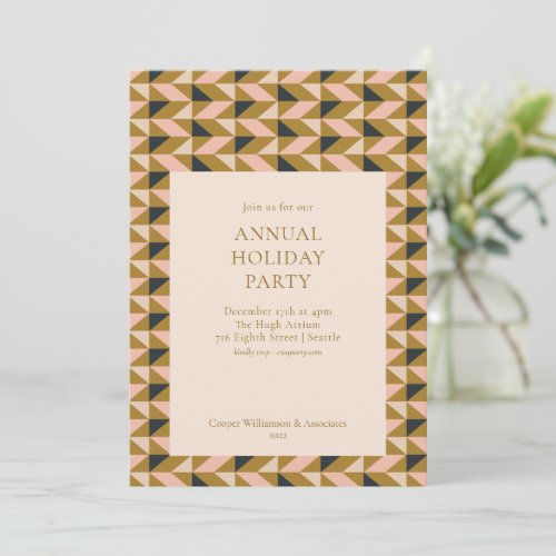 Art Deco Black Gold Corporate Office Holiday Party Invitation