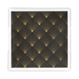 Art Deco: Black Gold Elegance. Acrylic Tray