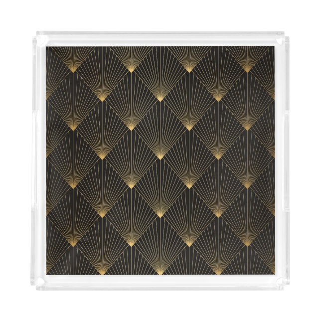 Art Deco: Black Gold Elegance. Acrylic Tray (Front)