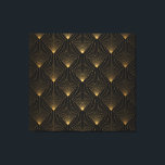 Art Deco: Black Gold Elegance. Canvas Print<br><div class="desc">Art Deco Pattern. Seamless black and gold background. Metallic shells or scales lace ornament. Minimalistic geometric design. Vintage lines. 1920-30s motifs. Luxury vintage illustration Rediscover Art Deco opulence with black and gold motifs in seamless decor. Art Deco lines unfold, timeless patterns of gold. twenties, roaring, deco, illustration, background, pattern, texture,...</div>