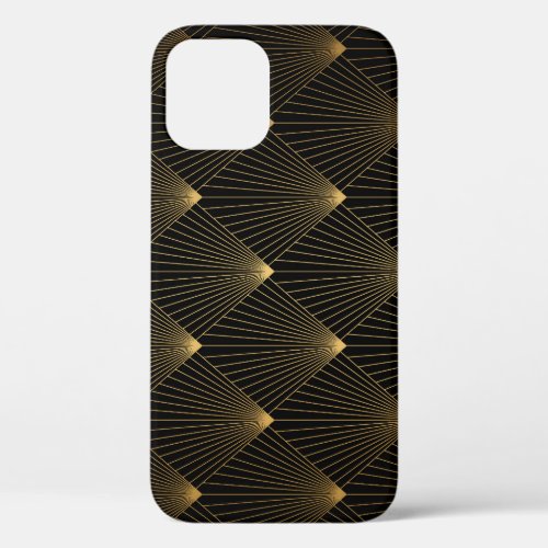 Art Deco Black Gold Elegance iPhone 12 Case