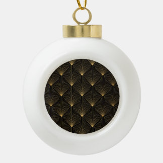 Art Deco: Black Gold Elegance. Ceramic Ball Christmas Ornament