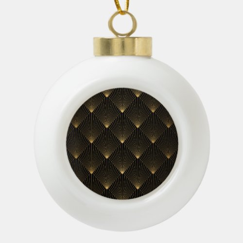 Art Deco Black Gold Elegance Ceramic Ball Christmas Ornament