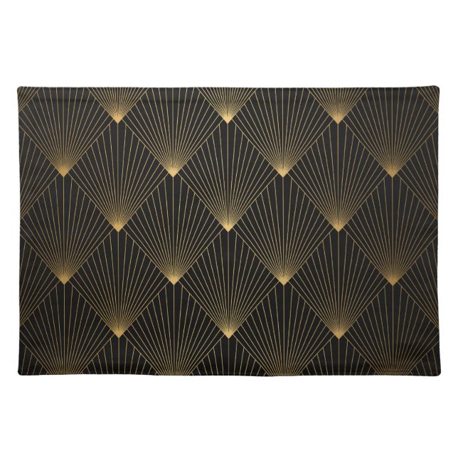 Art Deco: Black Gold Elegance. Cloth Placemat (Front)