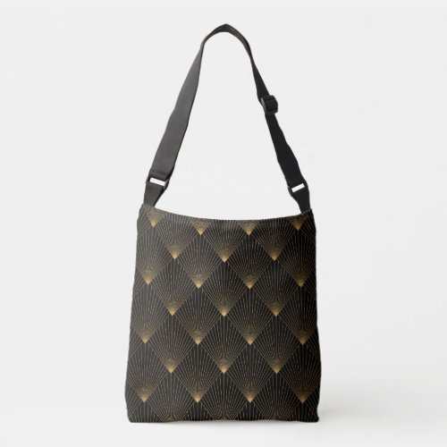 Art Deco Black Gold Elegance Crossbody Bag
