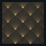 Art Deco: Black Gold Elegance. Faux Canvas Print<br><div class="desc">Art Deco Pattern. Seamless black and gold background. Metallic shells or scales lace ornament. Minimalistic geometric design. Vintage lines. 1920-30s motifs. Luxury vintage illustration Rediscover Art Deco opulence with black and gold motifs in seamless decor. Art Deco lines unfold, timeless patterns of gold. twenties, roaring, deco, illustration, background, pattern, texture,...</div>