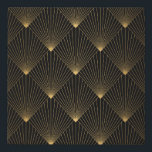 Art Deco: Black Gold Elegance. Faux Canvas Print<br><div class="desc">Art Deco Pattern. Seamless black and gold background. Metallic shells or scales lace ornament. Minimalistic geometric design. Vintage lines. 1920-30s motifs. Luxury vintage illustration Rediscover Art Deco opulence with black and gold motifs in seamless decor. Art Deco lines unfold, timeless patterns of gold. twenties, roaring, deco, illustration, background, pattern, texture,...</div>