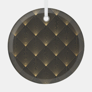 Art Deco: Black Gold Elegance. Glass Ornament