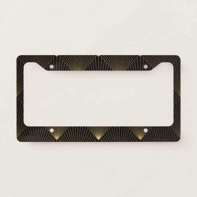 Art Deco: Black Gold Elegance. License Plate Frame (Front)
