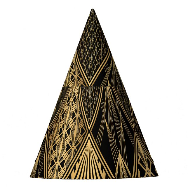Art Deco Black Gold Elegance Party Hat (Front)