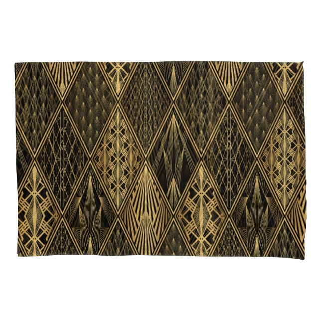 Art Deco Black Gold Elegance Pillow Case (Front)