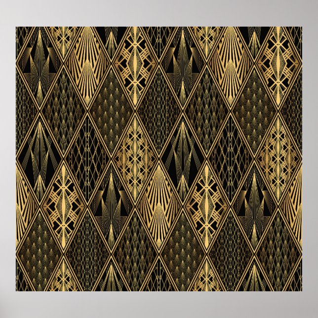Art Deco Black Gold Elegance Poster (Front)