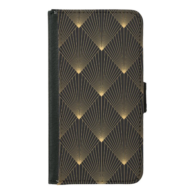Art Deco: Black Gold Elegance. Samsung Galaxy Wallet Case (Front)