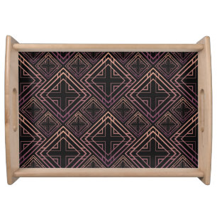 Art Deco Black-Gold Elegance Serving Tray