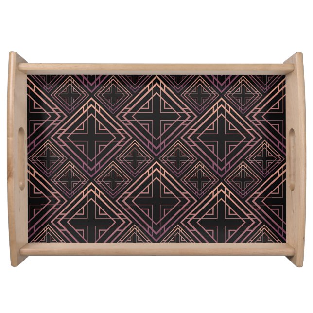 Art Deco Black-Gold Elegance Serving Tray (Front)