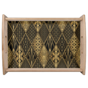 Art Deco Black Gold Elegance Serving Tray